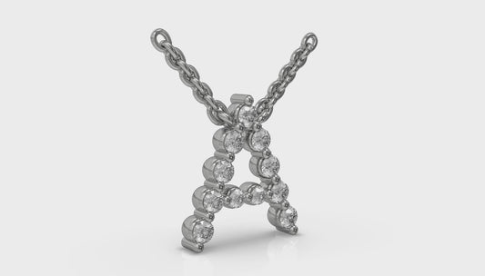 Diamond Alphabet Pendant Necklace, A