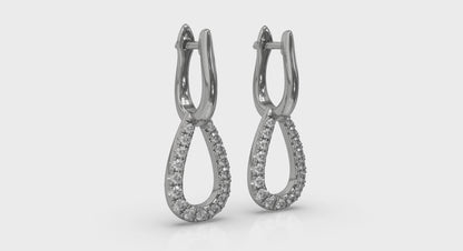 Diamond Open Tear Drop Link Earrings