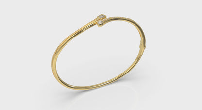 Emerald & Pear Shape Diamond Open Bangle