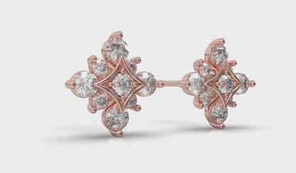 Floating Diamond Star Stud Earrings