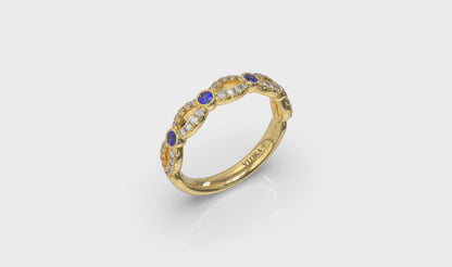 Diamond and Sapphire Cascade Band