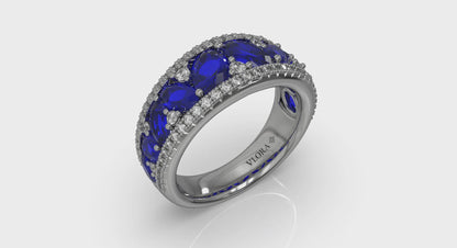 Oval Sapphire and Pavé Diamond Band