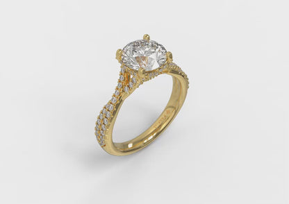 Woven Pavé Round Diamond Engagement Ring