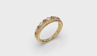 Diamond and Ruby Two Row Ring