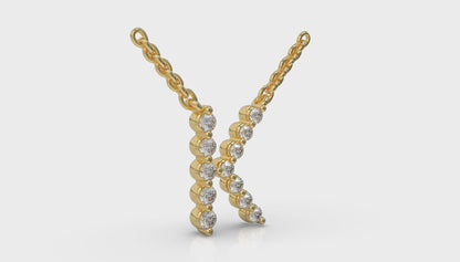 Diamond Alphabet Pendant Necklace, K
