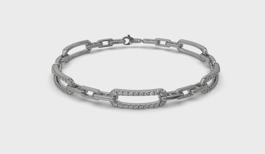 Diamond East West Open Oval Link Bracelet