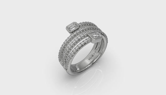 Diamond Three Row Diamond Baguette Wrap Ring