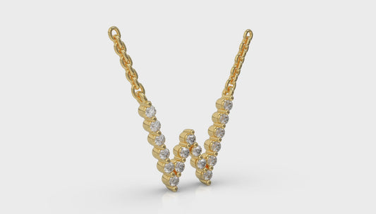 Diamond Alphabet Pendant Necklace, W