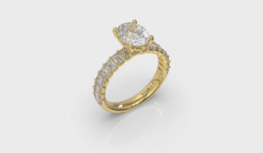 Eterna Oval Engagement Ring with Emerald Cut Band