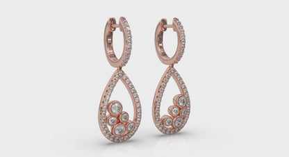Pavé Pear Shaped and Bezel Set Diamond Earrings
