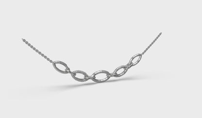 Open Navette Silhouette Alternating Diamonds Necklace