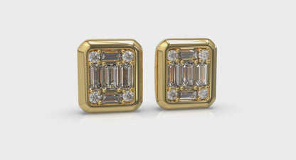 Multi Baguette and Round Diamond Earrings