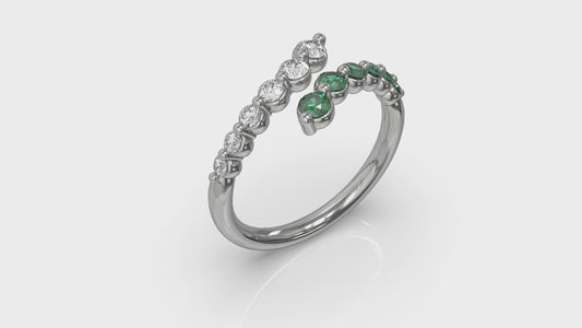 Diamond and Emerald Open Wrap Ring