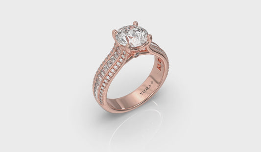 Opulent Cathedral Round Diamond Engagement Ring