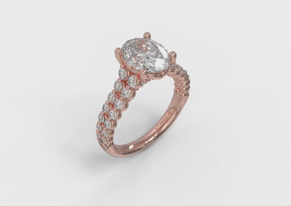 Matching Band for Oval Diamond Engagement Ring with Double Row Diamond Band