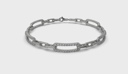 Diamond East West Open Oval Link Bracelet