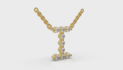 Diamond Alphabet Pendant Necklace, I