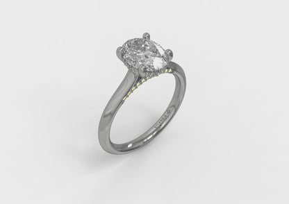 Matching Band for Solitaire Oval Engagement Ring with Hidden Halo