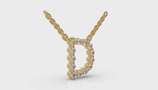 Diamond Alphabet Pendant Necklace, D