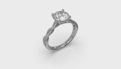 Twist Diamond Engagement Ring with Hidden Halo