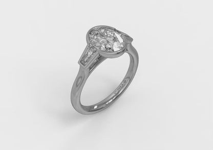 Matching Band for Modern Trio Oval Bezel Engagement Ring