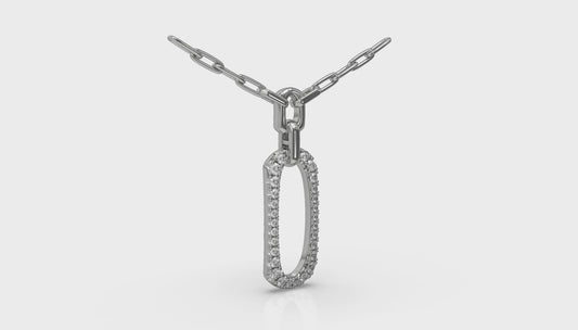 Diamond North South Open Oval Link Necklace