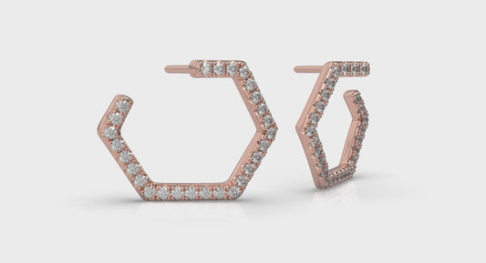 Diamond Forward-Facing Honeycomb Open Hoop Earrings