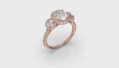 Triple Halo Oval Engagement Ring