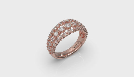 Diamond Three Row Ring