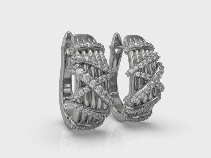 Diamond Ribbon Hoop Earrings