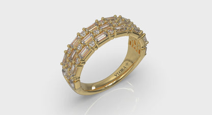 Triple Row Baguette and Diamond Band