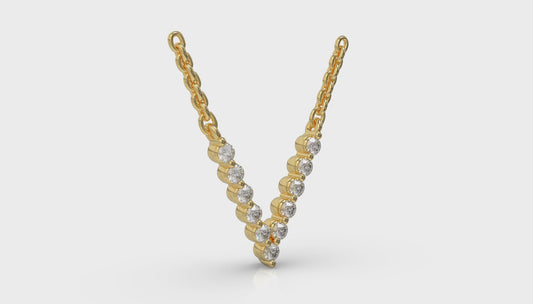 Diamond Alphabet Pendant Necklace, V