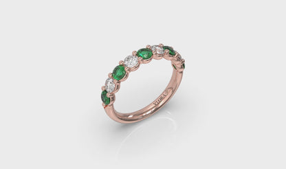 Classic Emerald and Diamond Stackable Band