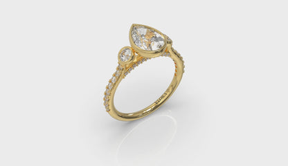 Trio Pear Bezel Engagement Ring