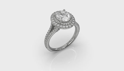 Delicate Double Halo Engagement Ring with Split Shank