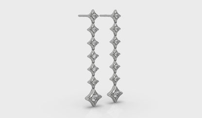 Diamond Vlora Star Long Drop Statement Earrings