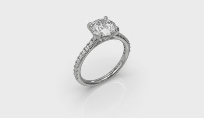 Classic Cathedral Engagement Ring with a Hidden Halo
