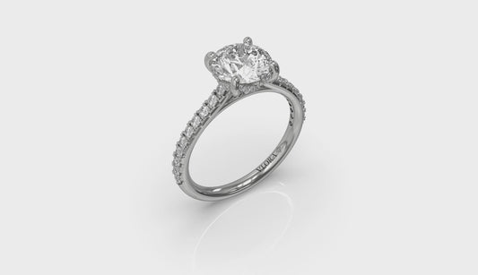 Classic Cathedral Engagement Ring with a Hidden Halo