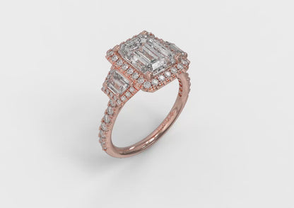 Matching Band for Trio Emerald Cut Halo Engagement Ring