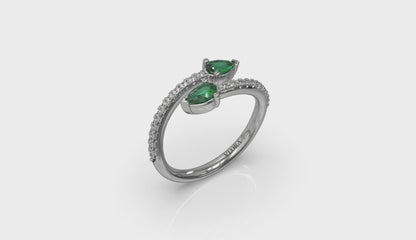 Diamond and Pear Emerald Wrap Ring