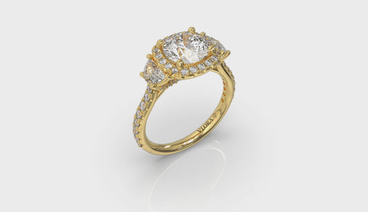 Trio Round Halo Engagement Ring