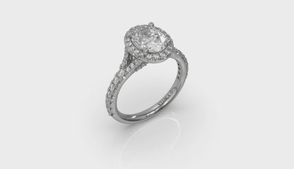 Timeless Halo Split Shank Oval Engagement Ring
