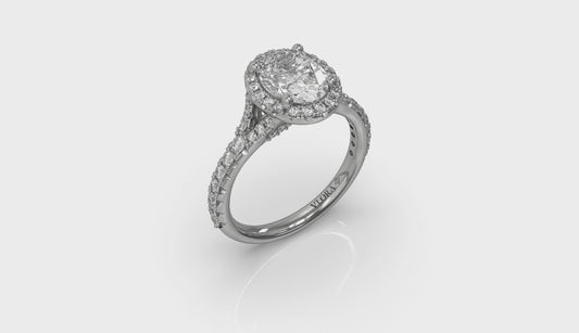 Timeless Halo Split Shank Oval Engagement Ring