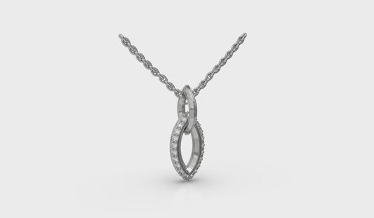 Open Navette Silhouette wtih Diamonds Pendant
