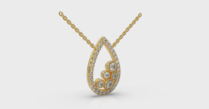 Pavé Pear Shaped and Bezel Set Diamond Pendant Necklace