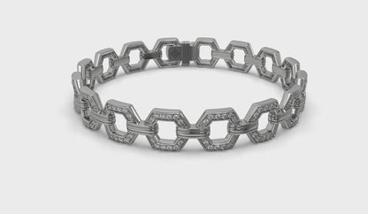 Diamond Open Honeycomb Link Bracelet