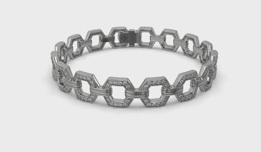 Diamond Open Honeycomb Link Bracelet