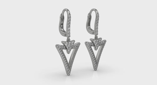 Diamond Open Double Trinity Huggie Earrings
