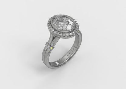 Diamond Accent Bezel Oval Halo Engagement Ring