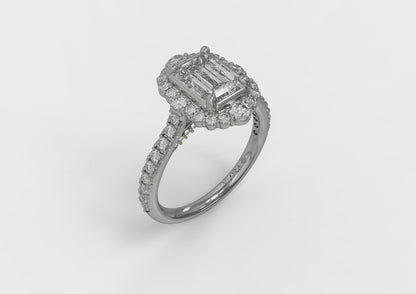 Cathedral Arch Halo Emerald Cut Engagement Ring